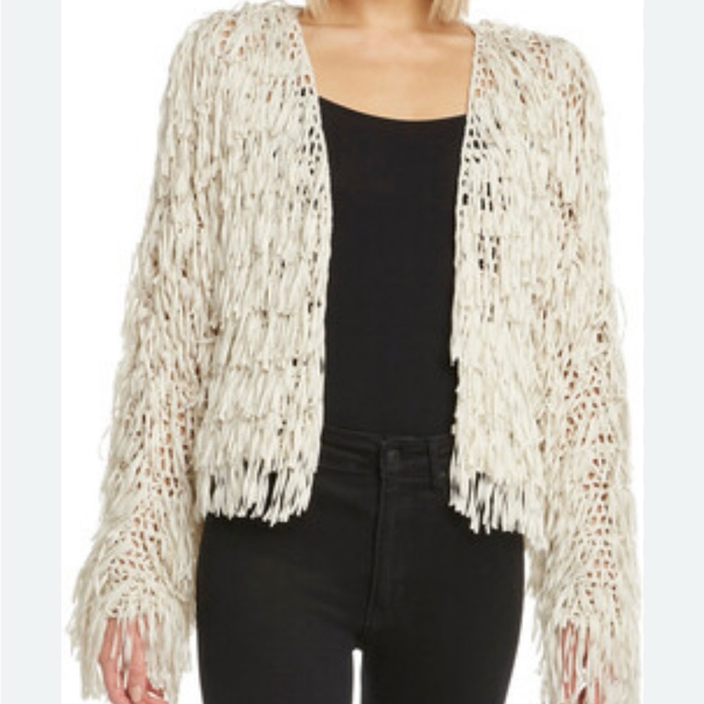 Festival Fringe Open-Knit Cream Sweater Cardi